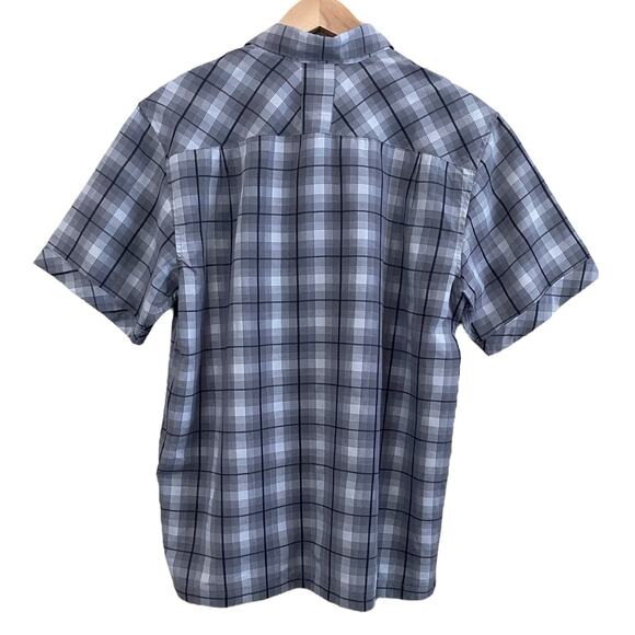 Quiksilver Mens Size Large Gray Black Plaid Button Up Shirt Short Sleeve - Picture 5 of 7